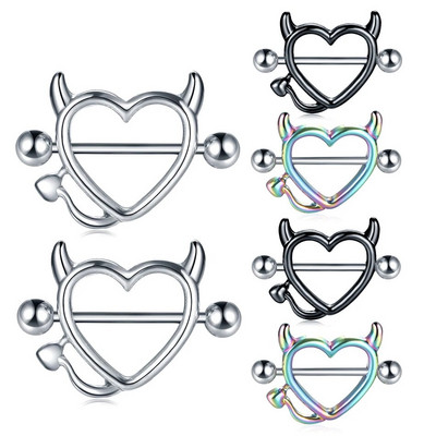 2Gb Ķirurģiskā tērauda krūšu pīrsings sirds auss stienis krūšu gredzens pīrsings stieņa gredzeni ķermeņa pīrsings rotaslietas 14G