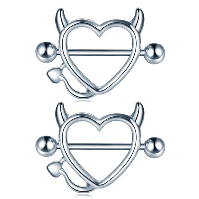 2Gb Ķirurģiskā tērauda krūšu pīrsings sirds auss stienis krūšu gredzens pīrsings stieņa gredzeni ķermeņa pīrsings rotaslietas 14G