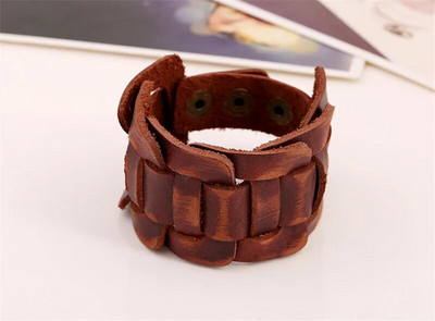 ZORCVENS új divat férfi széles bőr karkötő barna széles mandzsetta karkötők és karkötők csuklópánt vintage punk férfi ékszerek