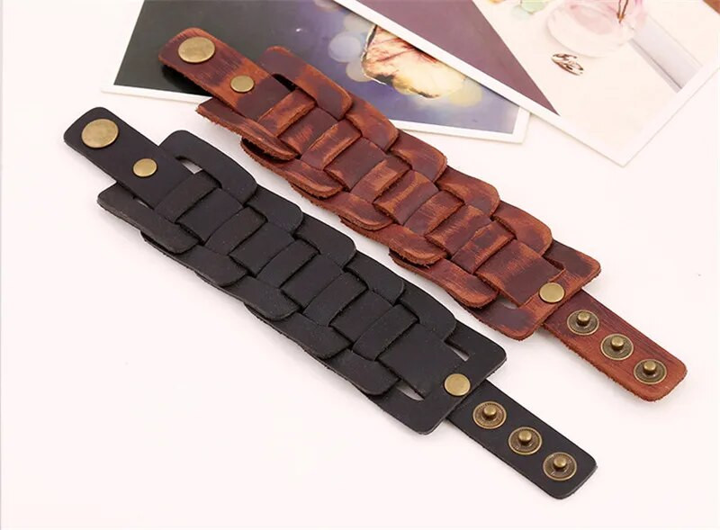 ZORCVENS új divat férfi széles bőr karkötő barna széles mandzsetta karkötők és karkötők csuklópánt vintage punk férfi ékszerek