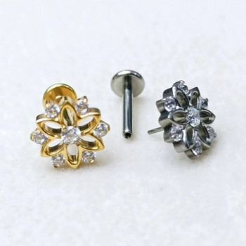 1 τεμ F136 Titanium Threadless Bow Flower Labret Studs Piercing Jewelry 16G Push Pin Cartilage Helix Tragus σκουλαρίκια για γυναικεία χείλη