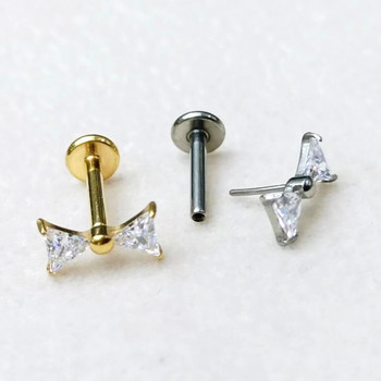 1 τεμ F136 Titanium Threadless Bow Flower Labret Studs Piercing Jewelry 16G Push Pin Cartilage Helix Tragus σκουλαρίκια για γυναικεία χείλη