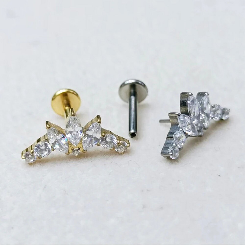 1tk F136 titaanist keermeta vibu lill Labret naastud augustavad ehted 16G surunõelaga kõhre Helix Tragus kõrvarõngad naistele huule