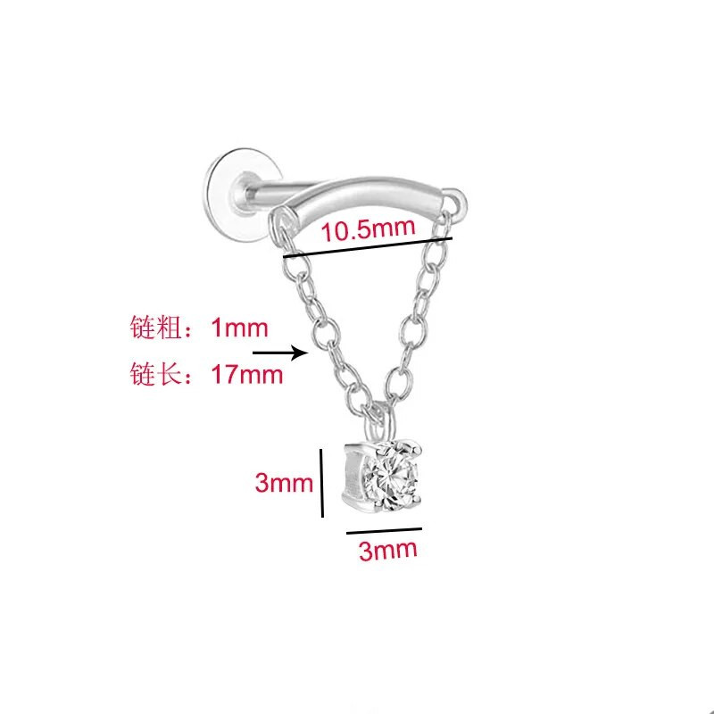 1Gb Ķirurģiskā tērauda pušķis 16G starpsienas 8mm piekarināmas ķermeņa rotaslietas sievietēm Rotaslietas Aksesuāri caurdurti deguna gredzeni auskari