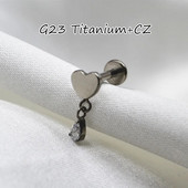 ASTM F136 Titanium EAR PIERC kulonu ķēde Dangle Ear Studs ar CZ Top Labret lūpu kniedes skrimšļa auskari ķermeņa pīrsingu rotaslietas