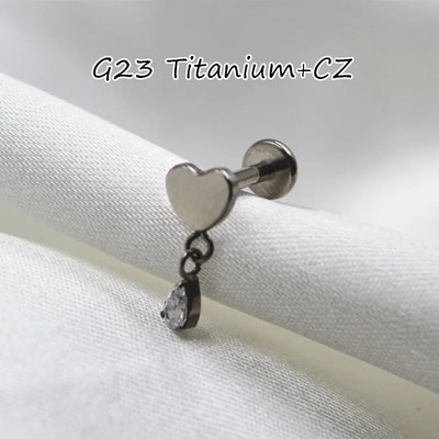 ASTM F136 Titanium EAR PIERC Κρεμαστά καρφιά αυτιού με κρεμαστό κρεμμύδι με CZ Top Labret Lip Stud Σκουλαρίκια χόνδρου Body Piercing Κοσμήματα