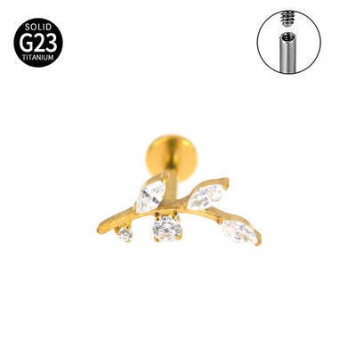 1 DB F136 titán piercing fülcsavarok PIERC fa toll belső szál Labret levél porc fülbevaló ajak fül fülcsavar test piercing