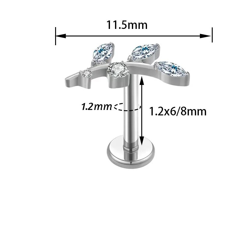 1 DB F136 titán piercing fülcsavarok PIERC fa toll belső szál Labret levél porc fülbevaló ajak fül fülcsavar test piercing