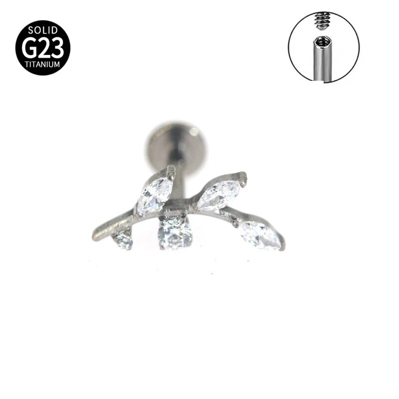 1 DB F136 titán piercing fülcsavarok PIERC fa toll belső szál Labret levél porc fülbevaló ajak fül fülcsavar test piercing