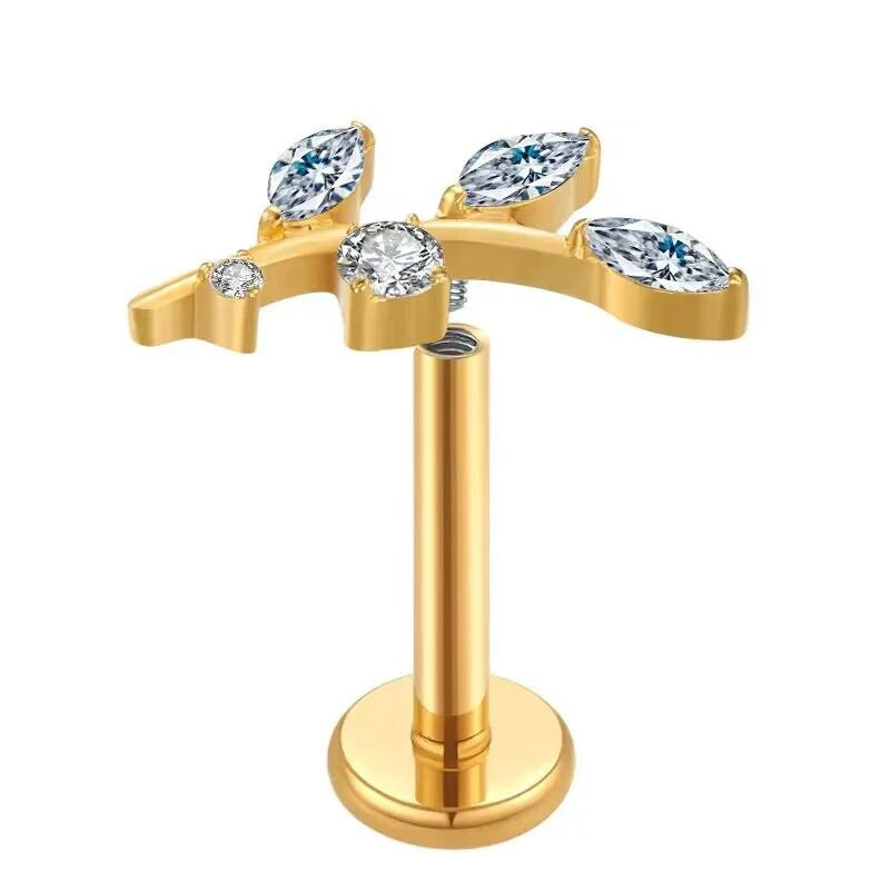 1 DB F136 titán piercing fülcsavarok PIERC fa toll belső szál Labret levél porc fülbevaló ajak fül fülcsavar test piercing