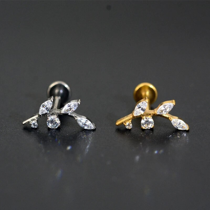 1 DB F136 titán piercing fülcsavarok PIERC fa toll belső szál Labret levél porc fülbevaló ajak fül fülcsavar test piercing