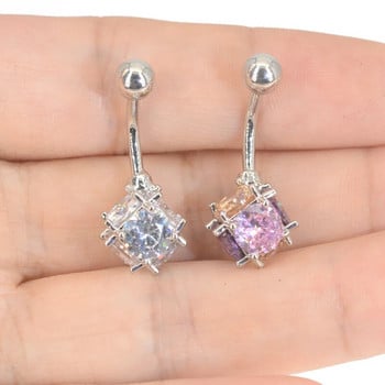 Surigcal Steel Full Zircon Navel Piercing Ombligo CZ Ball Nombril Μόδα στυλ Piercing Ζιργκόν Opal αφαλός δαχτυλίδια με κοιλιά