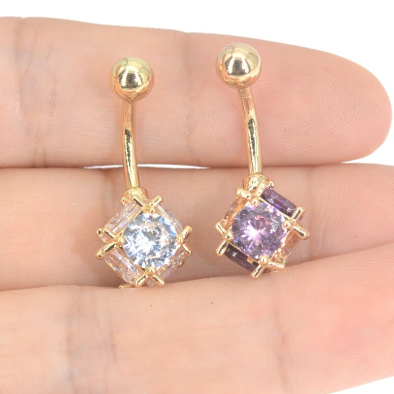 Surigcal Steel Full Zircon Navel Piercing Ombligo CZ Ball Nombril Μόδα στυλ Piercing Ζιργκόν Opal αφαλός δαχτυλίδια με κοιλιά