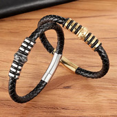 XQNI luksusa apaļo aksesuāru kombinācija vīriešiem nerūsējošā tērauda ādas rokassprādzes tērauda Ziemassvētku rokassprādzes vīriešu rotaslietas dāvana