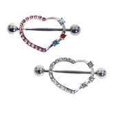 2Gb Sirds ķermeņa rotaslietas krūšu vairoga gredzens Helix pīrsings stienis krūšu gredzens sirds dārgakmens karājas ķēde sprauslu aizsarga gredzens