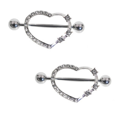 2Gb Sirds ķermeņa rotaslietas krūšu vairoga gredzens Helix pīrsings stienis krūšu gredzens sirds dārgakmens karājas ķēde sprauslu aizsarga gredzens