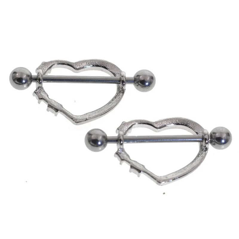 2Gb Sirds ķermeņa rotaslietas krūšu vairoga gredzens Helix pīrsings stienis krūšu gredzens sirds dārgakmens karājas ķēde sprauslu aizsarga gredzens