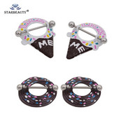 Jauns jauks saldējuma formas krūšu stienis nerūsējošā tērauda krūšu pīrsinga gredzeni 14G caurdurts krūšu gredzens