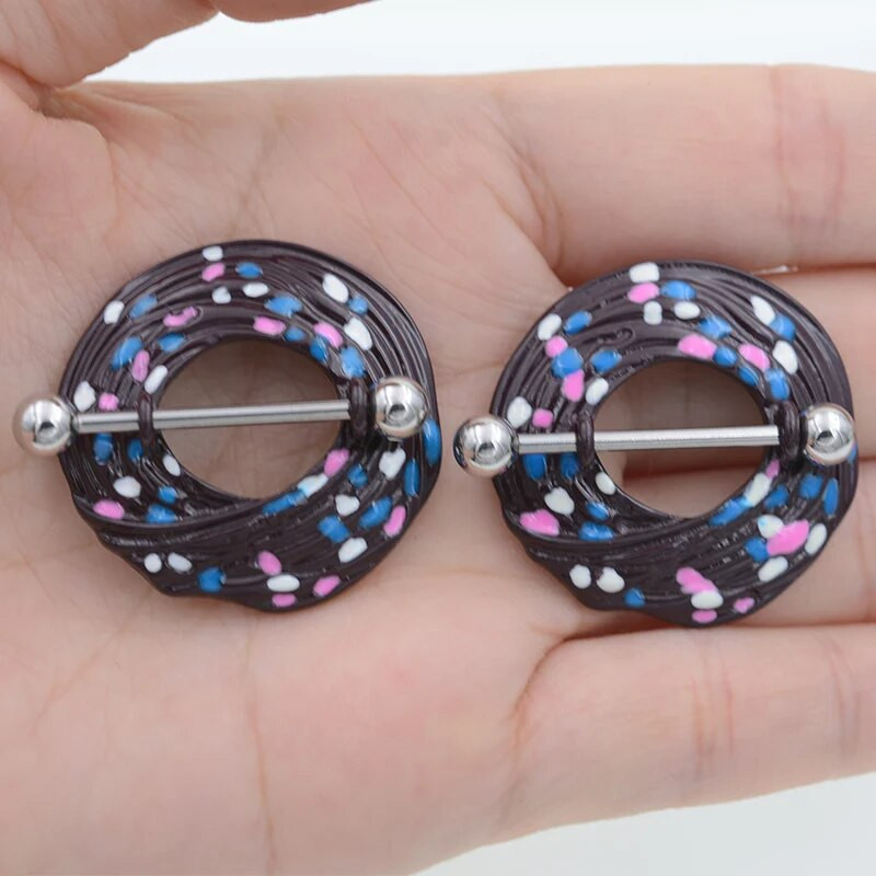 Jauns jauks saldējuma formas krūšu stienis nerūsējošā tērauda krūšu pīrsinga gredzeni 14G caurdurts krūšu gredzens