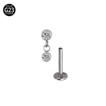 2Pc F136 Titanium EAR PIERC Tassel Unisex Σκουλαρίκι Σώμα Piercing Κρεμαστό Κρεμαστό Κρεμαστό Κρεμαστό Κρεμαστό Αυτιά Καρφιά CZ Top Labret Lip Stud