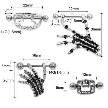 Φτηνό μεγάλο μικρό μέγεθος Νέο Wildless Skull Vampire Shape Nipplering Μικτό Σκουλαρίκια Piercing θηλής με μπάρα κοσμήματα μόδας