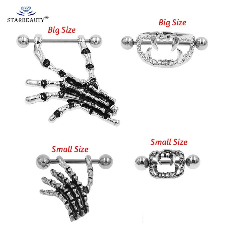 Jeftine, velike, male, nove divlje lubanje vampira u obliku bradavica Mješovite veličine naušnice s utegom za piercing, modni nakit