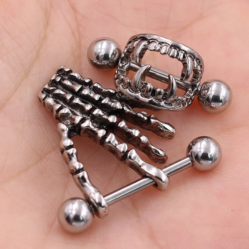 Jeftine, velike, male, nove divlje lubanje vampira u obliku bradavica Mješovite veličine naušnice s utegom za piercing, modni nakit