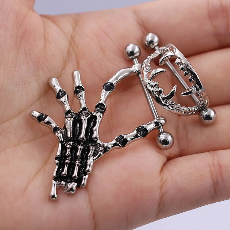 Jeftine, velike, male, nove divlje lubanje vampira u obliku bradavica Mješovite veličine naušnice s utegom za piercing, modni nakit