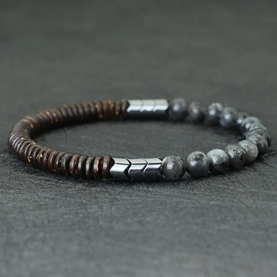 Uus kookoshelmestega käevõru meestele 6 mm looduslik sinine liivakivi tiigrisilmad kivist käevõru Chakra energia käevõru jooga puidust brazalet