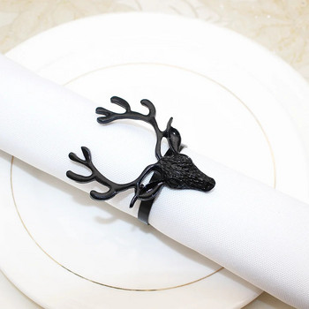 6 τμχ Δαχτυλίδια χαρτοπετσέτας μαύρο ελάφι με χριστουγεννιάτικο δαχτυλίδι για χαρτοπετσέτα Πόρπη από χαρτοπετσέτα τάρανδος για τραπέζι γάμου αποκριάτικων δείπνων
