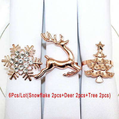 6Gb Melnā brieža galvas salvešu gredzeni Ziemassvētku salvešu gredzenu turētāji Ziemeļbrieža salvešu sprādze Helovīna vakariņām kāzu galds