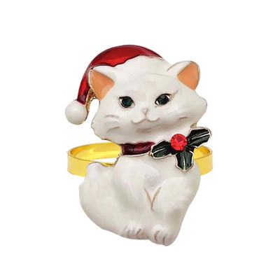 6Gb Melnā brieža galvas salvešu gredzeni Ziemassvētku salvešu gredzenu turētāji Ziemeļbrieža salvešu sprādze Helovīna vakariņām kāzu galds