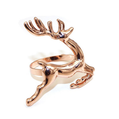 6Gb Melnā brieža galvas salvešu gredzeni Ziemassvētku salvešu gredzenu turētāji Ziemeļbrieža salvešu sprādze Helovīna vakariņām kāzu galds