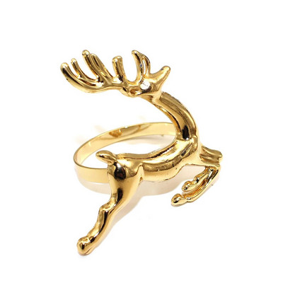 6Gb Melnā brieža galvas salvešu gredzeni Ziemassvētku salvešu gredzenu turētāji Ziemeļbrieža salvešu sprādze Helovīna vakariņām kāzu galds