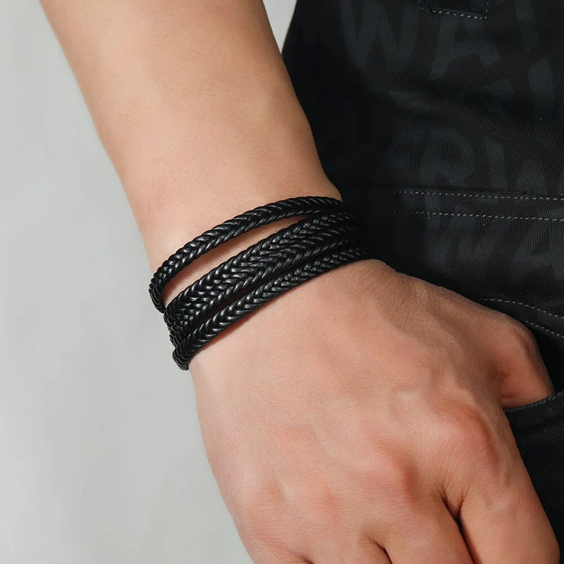 2023. gada moderna ģeometriska ādas rokassprādze vīriešiem Megnetic daudzslāņu virves luksusa rokassprādze vīriešiem Pulseras Hombre oriģinālas dāvanas vīrietim