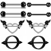 2 buc. Piercing mamelon din oțel inoxidabil, aripi negre sexy, inimi, inele pentru sâni pentru femei, piercing pentru corp, accesoriu de bijuterii