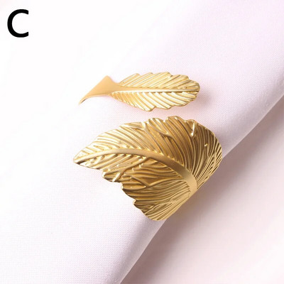 1 gab. Salvešu gredzeni Radošās lapas Spalvu salvešu plaukts Kāzu ballītes festivāli Kristību vakariņu galds Metāla salvešu turētājs