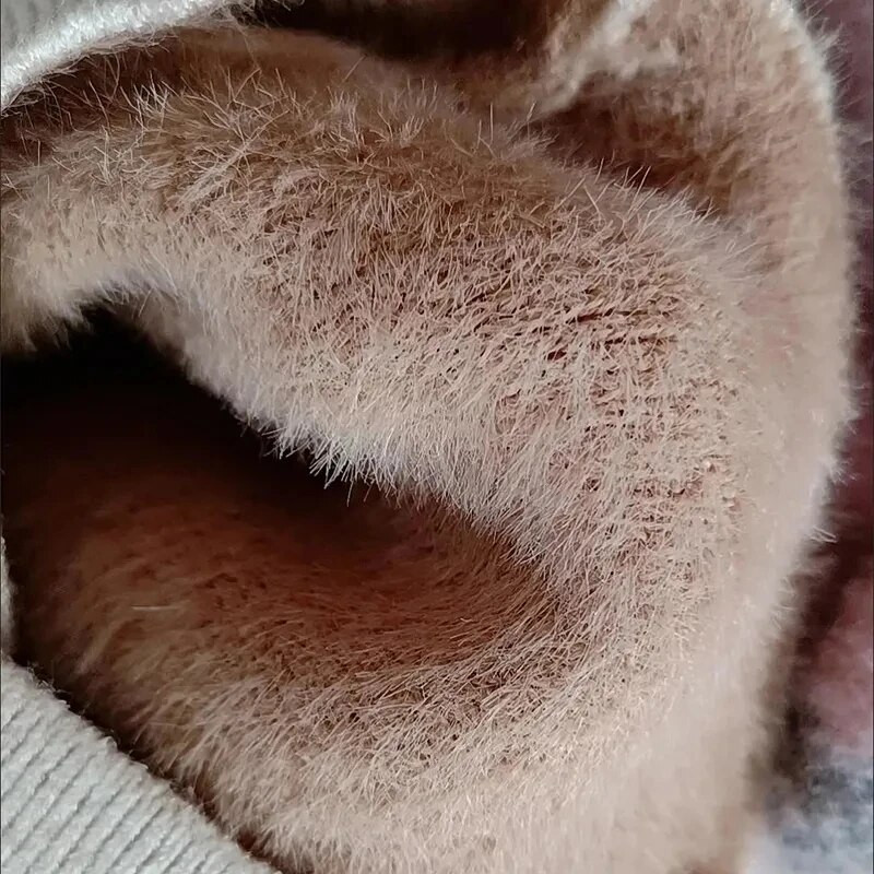 Γυναικείο πουλόβερ με βελούδινη επένδυση χειμωνιάτικο, χοντρό, ζεστό πλεκτό μπλουζάκι Κορεάτικο λεπτό πουλόβερ μαλακό πλεκτό πουλόβερ