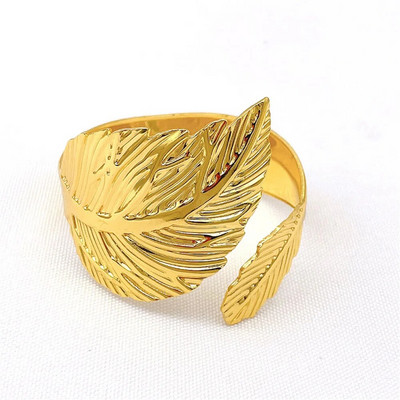 6 τμχ Δαχτυλίδια χαρτοπετσέτας σε φύλλα ματ χρυσού Μεταλλική θήκη για χαρτοπετσέτα για το Halloween Χριστούγεννα των Ευχαριστιών Πασχαλινό Διακόσμηση Τραπεζιού Γάμου ERL02