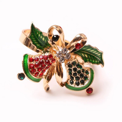 Δαχτυλίδι από χαρτοπετσέτα Χριστουγεννιάτικου δέντρου 4 τεμ., Πόρπη από πετσέτα για τραπέζι για γιορτή, θήκη χειροποίητων διακοσμητικών ειδών για δείπνο με διαμάντια