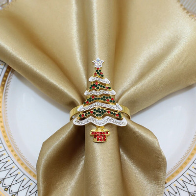 6Pcs Božićni prstenovi za salvete Držači kristalnih prstenova za salvete za božićnu večeru, svadbena primanja, Dan zahvalnosti i kućnu kuhinju