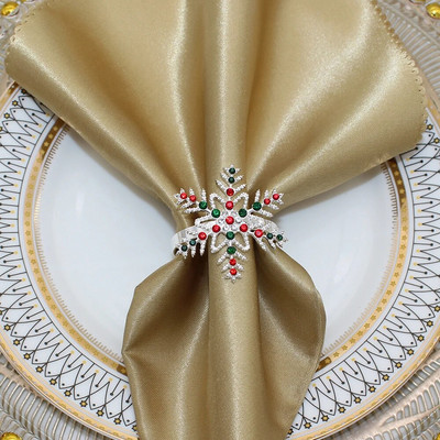 6Pcs Božićni prstenovi za salvete Držači kristalnih prstenova za salvete za božićnu večeru, svadbena primanja, Dan zahvalnosti i kućnu kuhinju