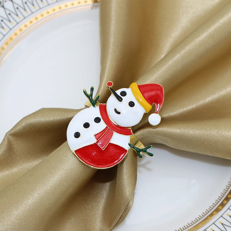 6Pcs Božićni prstenovi za salvete Držači kristalnih prstenova za salvete za božićnu večeru, svadbena primanja, Dan zahvalnosti i kućnu kuhinju