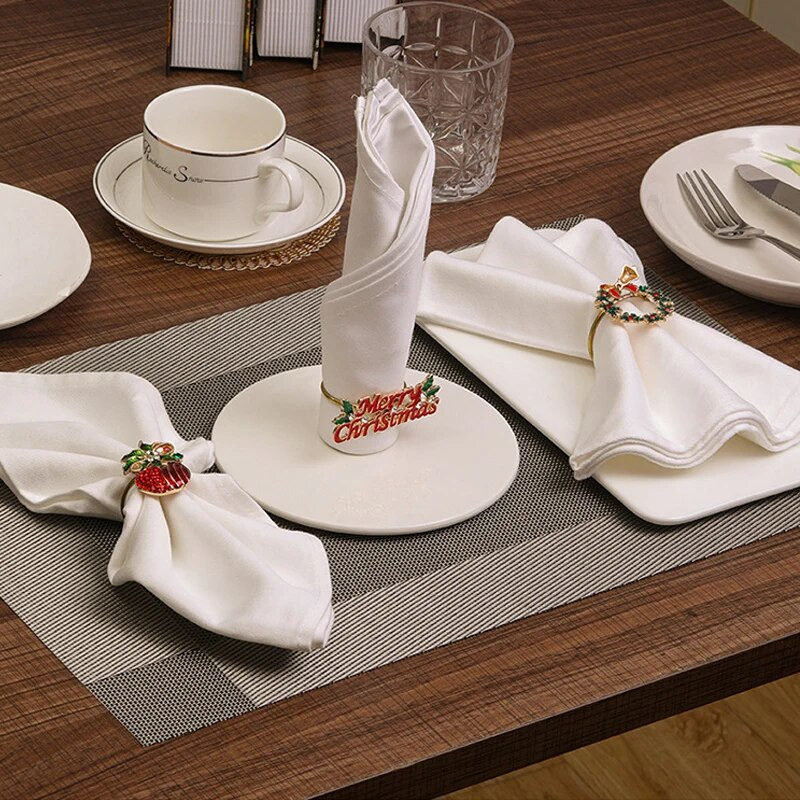 1vnt Kalėdų servetėlių žiedai Gimtadienio Vestuvių Kalėdų Vakarėlis Grožio stalo priedai Stalo servetėlių laikikliai Kalėdiniai papuošimai 2024 m.