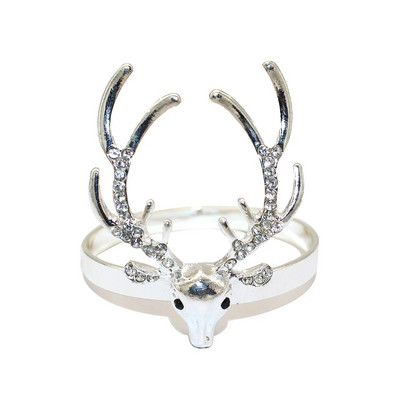 2Gb Ziemassvētku rotājums 2024 Ziemeļbriežu salvešu gredzeni Metāla gredzenu turētājs Ziemassvētku Jaungada kāzu ballītes galda dekors ERC07