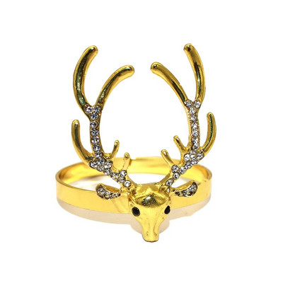 2Gb Ziemassvētku rotājums 2024 Ziemeļbriežu salvešu gredzeni Metāla gredzenu turētājs Ziemassvētku Jaungada kāzu ballītes galda dekors ERC07