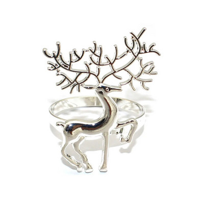 2Gb Ziemassvētku rotājums 2024 Ziemeļbriežu salvešu gredzeni Metāla gredzenu turētājs Ziemassvētku Jaungada kāzu ballītes galda dekors ERC07