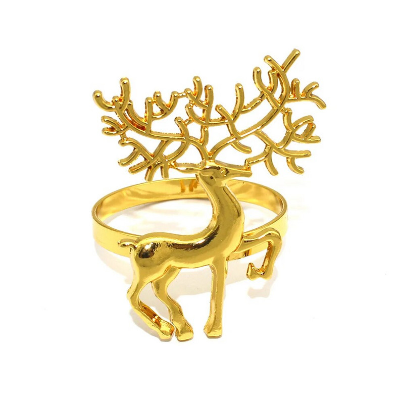 2Gb Ziemassvētku rotājums 2024 Ziemeļbriežu salvešu gredzeni Metāla gredzenu turētājs Ziemassvētku Jaungada kāzu ballītes galda dekors ERC07