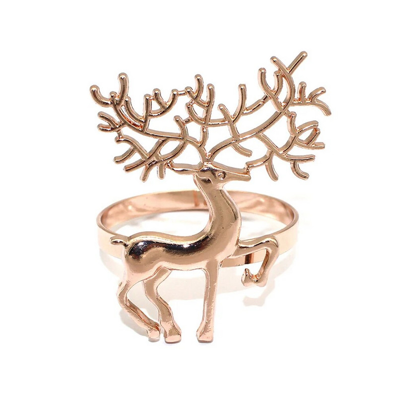 2Gb Ziemassvētku rotājums 2024 Ziemeļbriežu salvešu gredzeni Metāla gredzenu turētājs Ziemassvētku Jaungada kāzu ballītes galda dekors ERC07