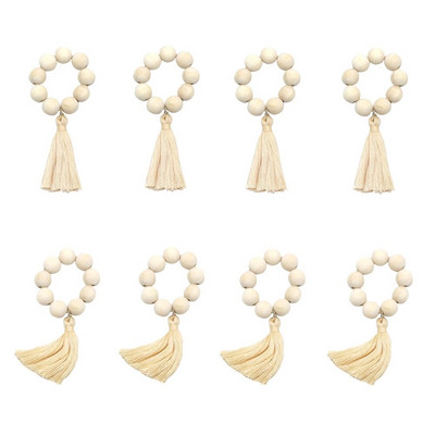 8Gb Koka salvešu gredzeni Roku darbs koka salvešu gredzenu turētājs lauku mājas Ziemassvētku kāzu galda dekorēšanai HWW55